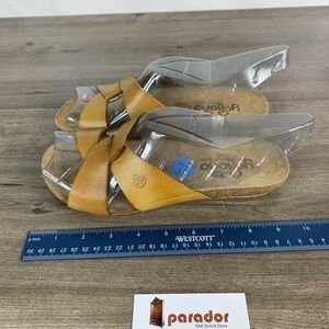 Yokono Leather and Cork Sandals Size 7.5. Womens Slide Dual Strap Made in Spain
